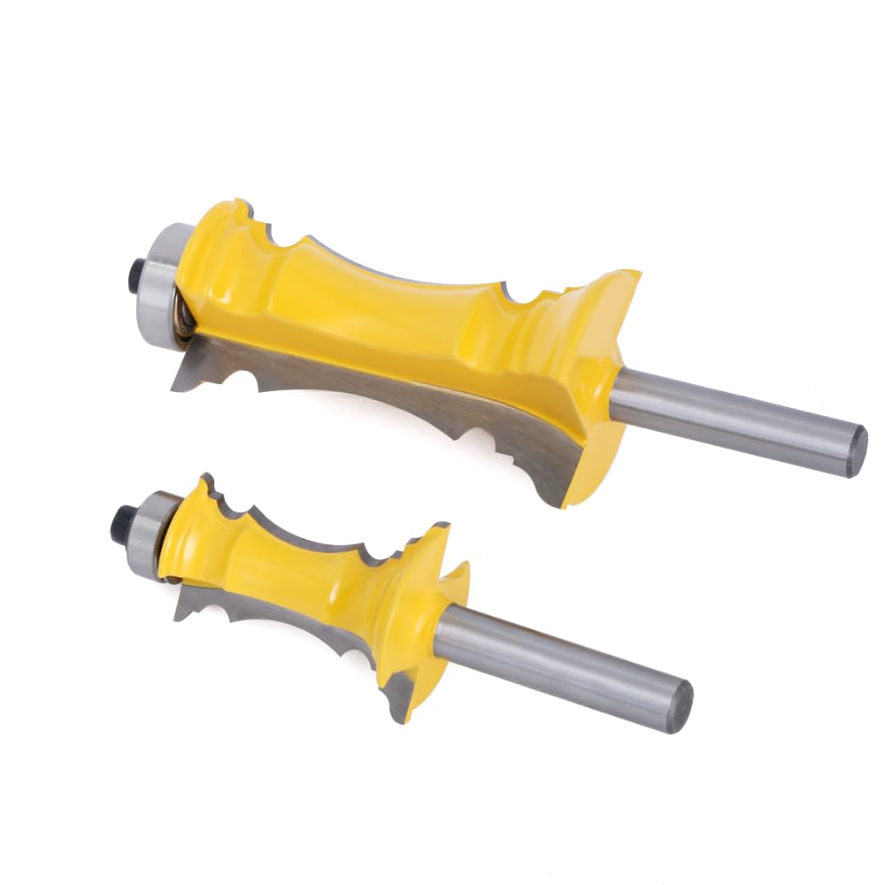 1-2 piezas de 8mm vástago ingleteado puerta cajón moldura Router Bits pasamanos línea espiga fresa for herramientas de carpintería(2pcs Set)