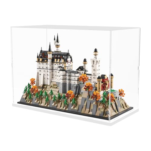 Image of Choowin Acrylic Display Case for Lego Neuschwanstein Castle 21063 for Lego Display Thickened Clear Acrylic Display Cases for Collectibles Assemble Dustproof Display Box(White Base)