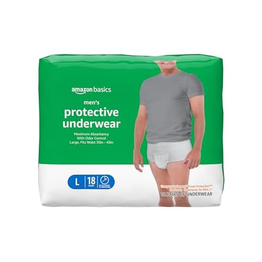 Amazon Basics Incontinence Underwear for Men, Maximum Absorbency, Large, 18 Count, White (Previously Solimo)