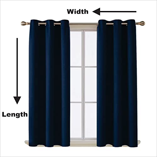 Home In Style 4U Thermal Insulated Blackout Curtains for Bedroom Windows Navy Blue Curtains 66" width x 54" drop 2 Panels - Image 2