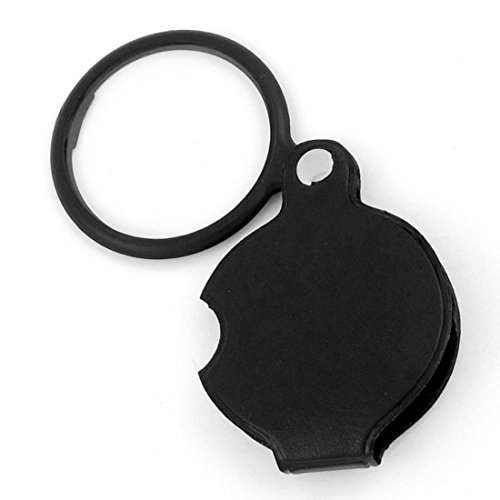 TOOGOO(R) 4X Round Shape Foldable Pocket Spiegel Magnifying Glass Black