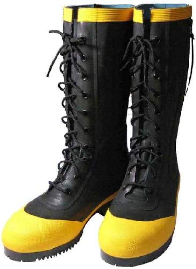 Amazon | ケブラー入り編上げゴム長靴 消防現場用防火 先芯入り
