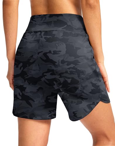 Image of G Gradual Women's Athletic Shorts 6 inch High Waisted Stretchy Bermuda Shorts for Women Quick Dry Summer Casual Shorts