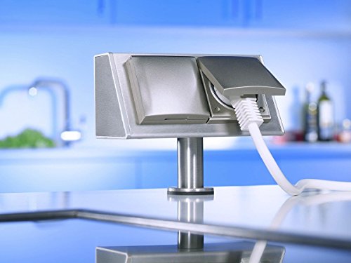 Preisvergleich Produktbild Thebo KI-ST / 2 B Berto Kochinselsteckdose Edelstahl 2-fach Steckdosenleiste