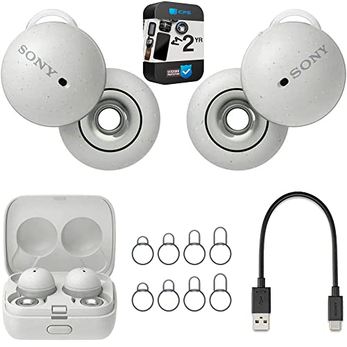 Sony WFL900/W LinkBuds Truly Wireless Earbuds Headphones with Alexa Built-in White (Renewed) Bundle with 2 YR CPS Enhanced Protection Pack