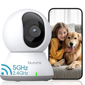 blurams Indoor Security Camera, 2K Pet Camera, 5GHz/2.4GHz Dual-Band, PTZ Dog Camera with Phone App, 360° Cameras for Home Security, 2-Way Audio, Motion Tracking, Night Vision, Siren, Cloud&SD