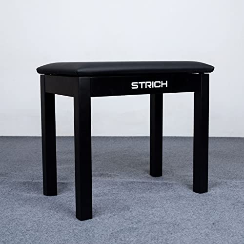 Strich Piano Bench With Storage, Solid Wood Keyboard Bench Piano Bookcase Stool Chair Seat With Padded Cushion, Black #TOP5