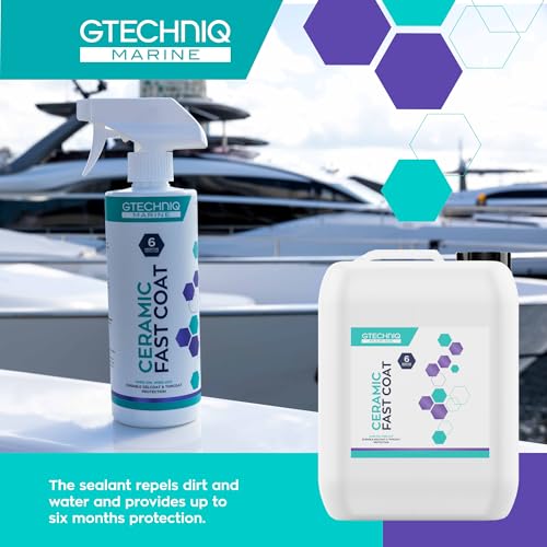 Gtechniq Ceramic Fast Coat - Marine Ceramic Coat - Spray-on, Wipe-off Ceramic Sealant for Boats - High Gloss, Optically Clear Finish, UV Protection - Dirt & Water Repellent - 5L