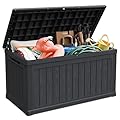 Cyranture 230 Gallon Double-Wall Resin Deck Box - Lockable Waterproof Outdoor Storage Box, 1000lbs Capacity & Doubles as Seating for Patio Furniture - Garden Tools, Pool Accessories (Black)