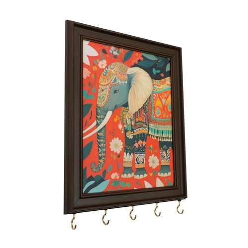 Image of Elephant Metal Key Hanger Without Drill| |Wall-Mounted Key Rack with 7 Hooks | Home Decor Organizer | Stylish Keychain Holder for Home & Office |No Drilling (Elephant Art Key Holder)