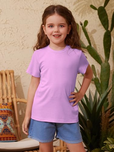 Image of ZDC Girls' Short Sleeve Shirts Kids Crewneck T-Shirts Summer Tops Basic Tees 5-14 Years