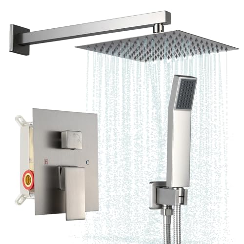 ZROKKUYT Modern Shower Faucet with 10 Inch Rain Shower head Shower System and Handheld Shower...