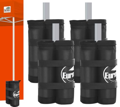 Image of Eurmax USA 4-Pack 180LBS Capacity Universal Canopy Weight Bags,Heavy Duty Windproof Sandbags with All-Around Wrap Design,Ultimate Stability for Pop Up Tent,Shelter in High Winds(Sand Not Included)