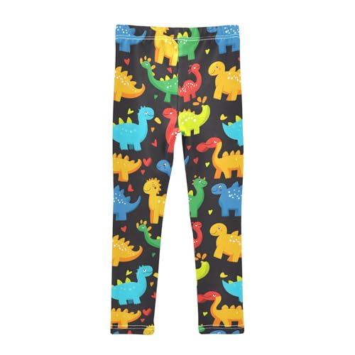 Colorful Dinosaur Girls Leggings Ultra Soft Compression Yoga Gym Pants for Kids 4-10T2