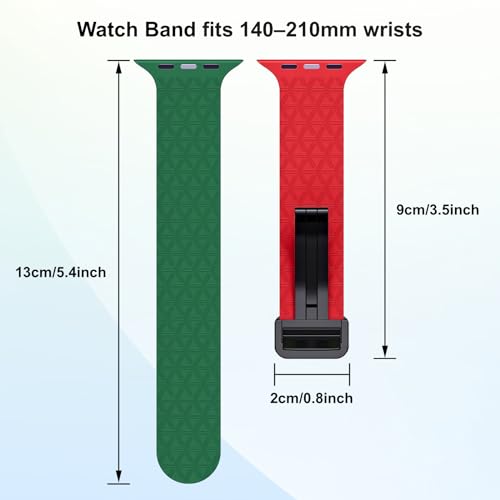 2 Packs D-Buckle Sport Bands Compatible with Apple Watch Band Ultra 2/Ultra SE Series 9/8/7/6/5/4/3/2/1 Silicone iWatch Band 49mm 45mm 44mm 42mm 41mm 40mm 38mm Women Men (42/44/45/49mm, Emerald — view 4