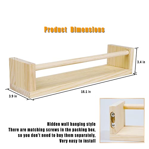 Pmlyq 2 Pack Wood Floating Nursery Shelves,Kitchen Spice Rack,Book Shelf Organizer (Natural Wood No Paint) #TOP2