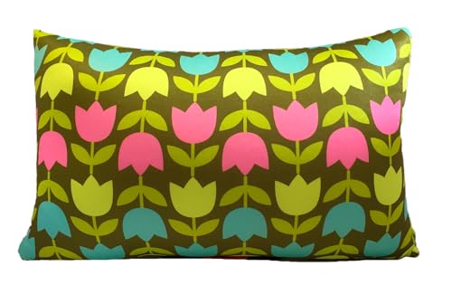 COVERBAGBCN- Entspannendes Anti-Stress-Quadratkissen | Linderung für Hals- und Lendenwirbel | Füllung mit kleinen, komfortablen Kügelchen | Weiches Lycra-Gewebe | Maschinenwaschbar | 36x25cm (Tulpen)