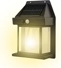 Luminária Solar Arandela Vintage com Sensor de Presença | Acendimento Automático | Impermeável IP65 | Decoração Externa para Muro, Jardim e Varanda (Preto)