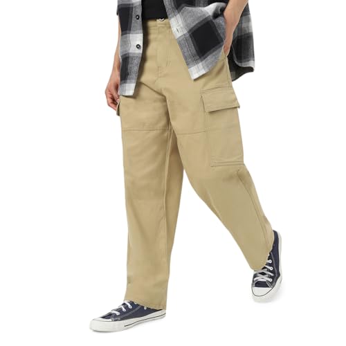 Image of Urbano Fashion Men's Loose Baggy Fit Solid Cargo Chino Trouser Pant with 6 Pockets Non-Stretchable