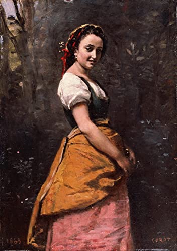 Image sur toile Corot Jeune femme dans les bois tableau poétique romantique