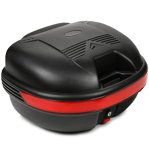 SEVICO Motorradkoffer Top-Case Roller und Motorrad Koffer Schwarz Motorradtasche Helmkoffer für Roller Universal Topcase Top Back Box Motorrad oder Quad X3 44x40x27cm 31L
