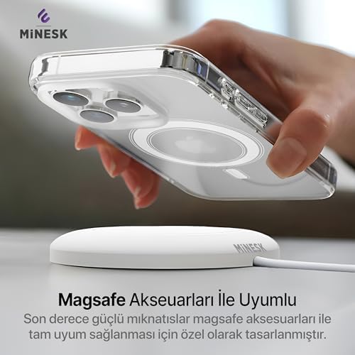 Minesk iPhone 13 ve 14 için Magsafe ile Uyumlu Şeffaf Kılıf Kristal Berraklığında Materyal Polikarbonat Arka Kısım ve Silikon Kenarlar Wireless Kablosuz Şarj Destekli Kılıf Kapak (13-14) - Görsel 5
