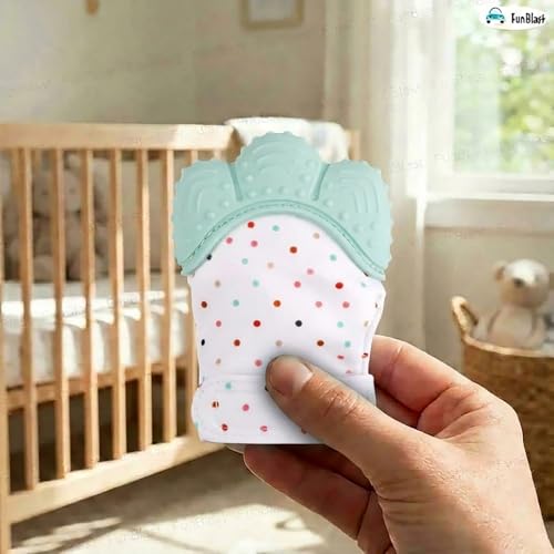 Image of FunBlast Baby Teething Mitten - Soft Silicone Teether Glove for Infants, BPA-Free, Safe & Comfortable Teething Toy for 3+ Months Babies, Toddlers, Infants (SkyBlue)