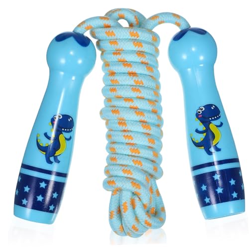 CONGARTENO 恐竜柄綿縄跳び 調節可能な 初心者向け バランスとリズム向上 軽量ハンドル 屋外活動用