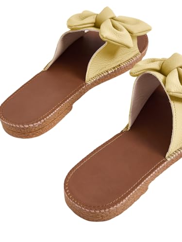 Image of Verdusa Women's Bow Flat Sandals Leather Open Toe Flats Summer Vacation Shoes Beach Sandals Outdoor Slippers