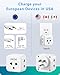 LENCENT EU to US Plug Adapter, European to USA Outlet Adaptor, Travel from Europe to American Outlet, 3-Sided Outlet Extender, Wall Tap, Mini Charger Box, Travel Plug Converter