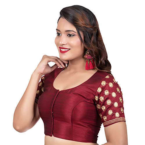 Image of Biyu Being With You Silk Front Button Saree Blouse