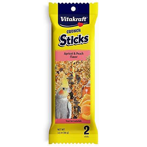 Vitakraft Crunch Sticks Cockatiel Treat – Apricot and Peach – Pet Bird Treat Toy, 3.5 oz