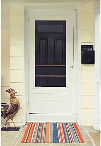 Liora Manne Sonoma Indoor/Outdoor Hand Woven Polyester Handmade Area Rug - Transitional Geometric Casual Accent (Malibu Stripe Sunscape) (2' x 3')