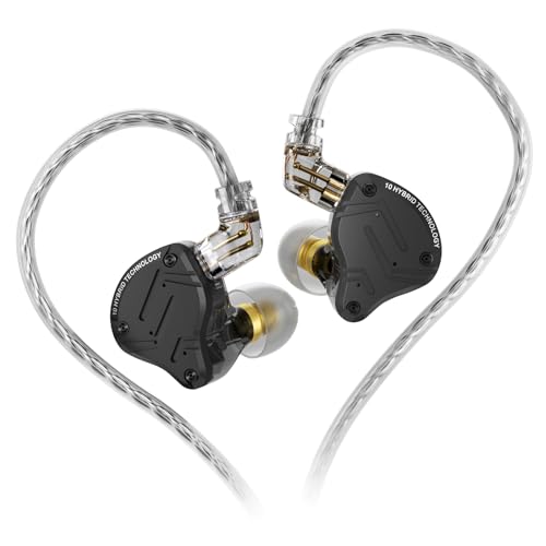 FEDAI KZ ZS10 Pro X, 4BA+1DD 5 Driver in Ear Monitor, auriculares con cable HiFi, auriculares deportivos para juegos, auriculares híbridos IEM con placa frontal de acero inoxidable, cable desmontable