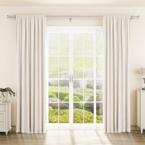 Image of YaFex Curtain Rods 2 Pack 32-144 Inch, Heavy Duty 1 Inch Curtain Rod, Silver Extra Long Adjustable Window Treatment Rods, Modern Design, Easy Installation
