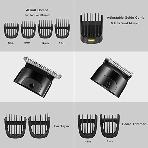 Beard Trimmer Professional Hair Clippers 14 in 1 Grooming Kit Waterproof Hair Trimmer for Men Rechargeable Cordless Hair Mustache Trimmer Body Groomer Trimmer with Storage Dock - Thumbnail 2