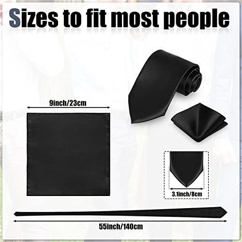 Image of Zhanmai 48 Pcs Men Solid Color Ties and Pocket Square Set Satin Necktie Business Handkerchief for Wedding Party