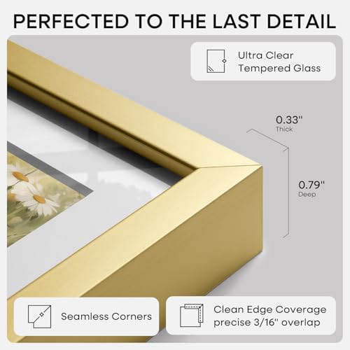 Image of Homeforia 15x21.25 Gold Puzzle Frame, High End Metal 15 x 21.25 Picture Frames without Mat, 21.25x15 Thin Gold Poster Frames for Wall, 15by21.25 Puzzle Photo Frames, Tempered Glass, Wall Kit, Set of 3