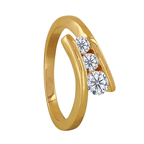 Bague plaqué or trois strass Les Poulettes au fini haute brillance
