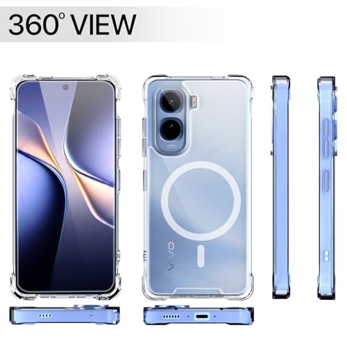 Image of Pikkme Back Cover for Vivo T5 Pro 5G Mag-Safe Shockproof PC + TPU | Protective Case Magnetic Support | Bumper Case (Transparent Mag-Safe)