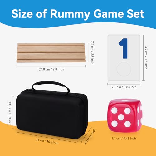 Rummy Cube 6 Player Edition con 6 soportes de madera miniatura 3