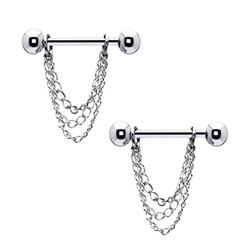 Power Wing Nipple Rings Women Dangle Long Sold as Pair-Nipplerings Men Barbell Bar Surgical Steel 14g 16g (14G)