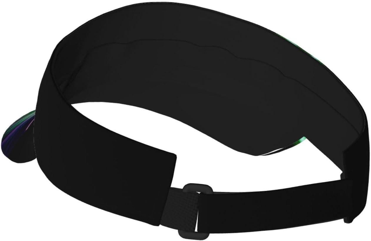 Laser Lights Print Foldable Sun Visor Hat Lightweight Adjustable Sun Visor Hat Outdoor Sports Cap for Adults Black