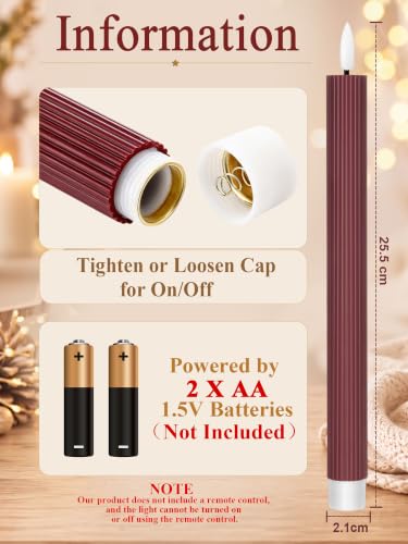 Image of Treela 36 Pcs Flameless Taper Candle,Brown, 0.8x10″, Vertical Stripes