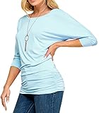Made By Johnny MBJ WT822 Womens 3/4 Sleeve with Drape Top XL Aqua