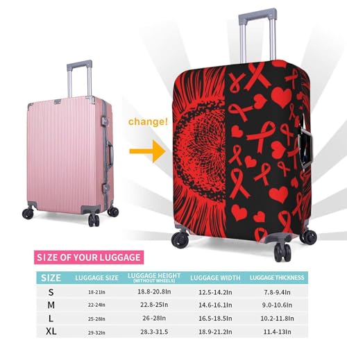 Travel Luggage Cover Sunflower Sickle Cell Awareness Fashion Washable Baggage Suitcase Protector Fit For Luggage X-Large 5