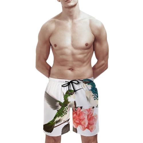 Short de bain homme oiseau et fleur à séchage rapide