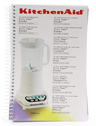 Replacement Instruction Manual with Recipes in European Languages for KitchenAid Stand Blender Models Starting KSB52, 5KSB52, 5KSB5B, 5KSB5E