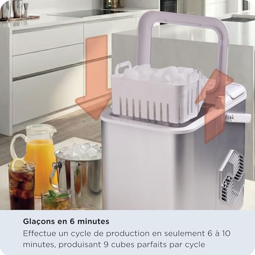 Ariete 065100 Machine à glaçon portable 12 kg24h Acier inoxydable - vue 4