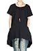 Mordenmiss Women's Round Collar Hi-Low Hemline Dresses with Pockets (XXL, Black)